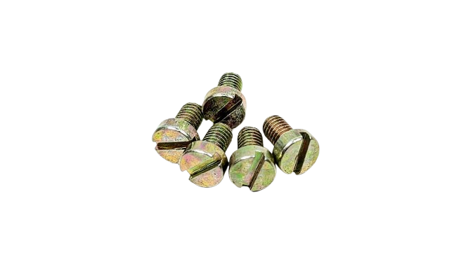 Elforzinket bolt 3,5mm. M3,5×6 mm. Pan head. Til antikke messing fatninger m.m. 5 stk pakning