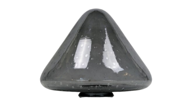 Sjældent Vintage kugleglas trekant 1970. E.S.Horn. Sort tonet med bobler Ø30. Gribekant 100 mm