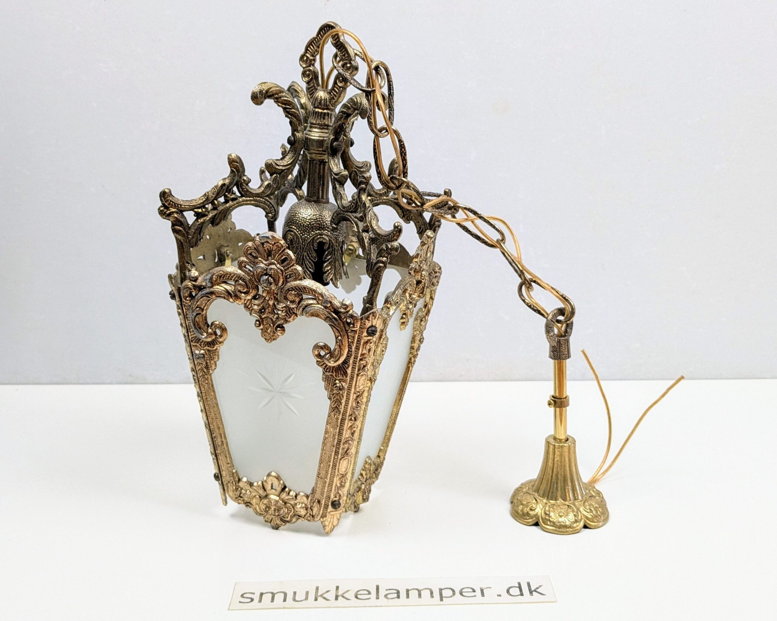 Dansk Antik art nouveau style lampe. Nyt el. Messing. 80 cm nedhæng. Ø20. 1960.