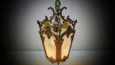 Dansk Antik art nouveau style lampe. Nyt el. Messing. 80 cm nedhæng. Ø20. 1960.