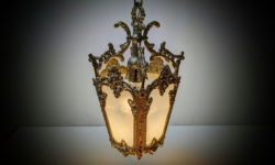 Dansk Antik art nouveau style lampe. Nyt el. Messing. 80 cm nedhæng. Ø20. 1960.