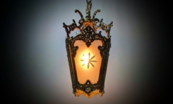 Dansk Antik art nouveau style lampe. Nyt el. Messing. 190 cm nedhæng. Ø20. 1960.