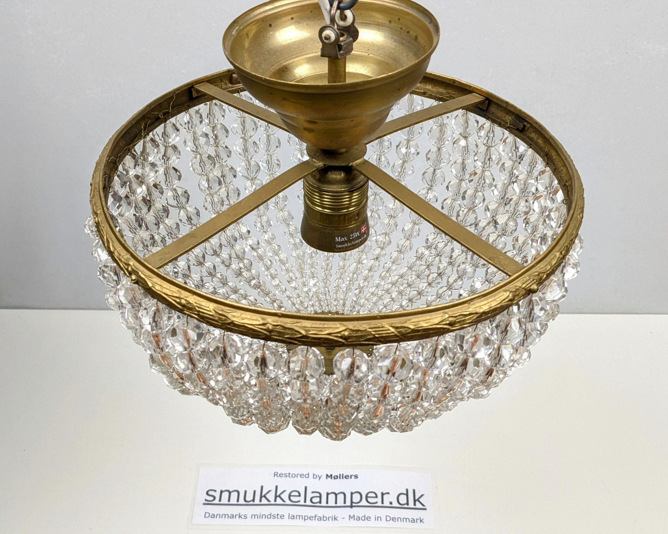 Skøn krystal prisme lysekrone 1940. Ø28. 30cm nedhæng. Delvist nyt el. 680 prismer. Pickup only - Billede 4