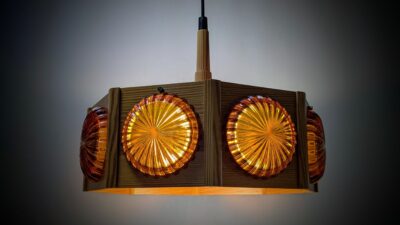 Klassisk fyrretræ loftlampe 1970. Ø38. Nyt el. Perfekt til rundbord m.m