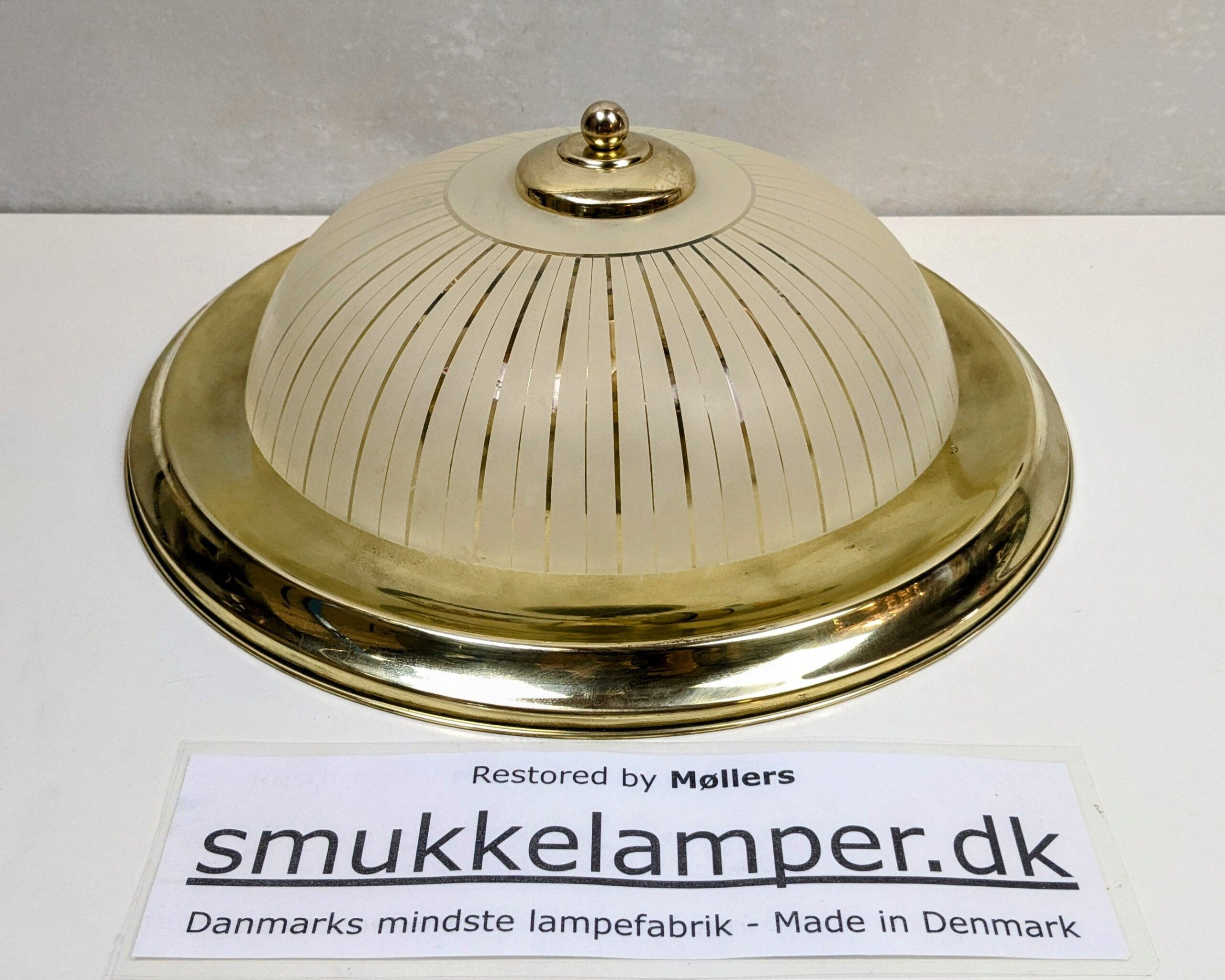 Skøn plafond fra 1940. Fuld restaureret. Ø36. Messing og glas. I perfekt stand. - Billede 3