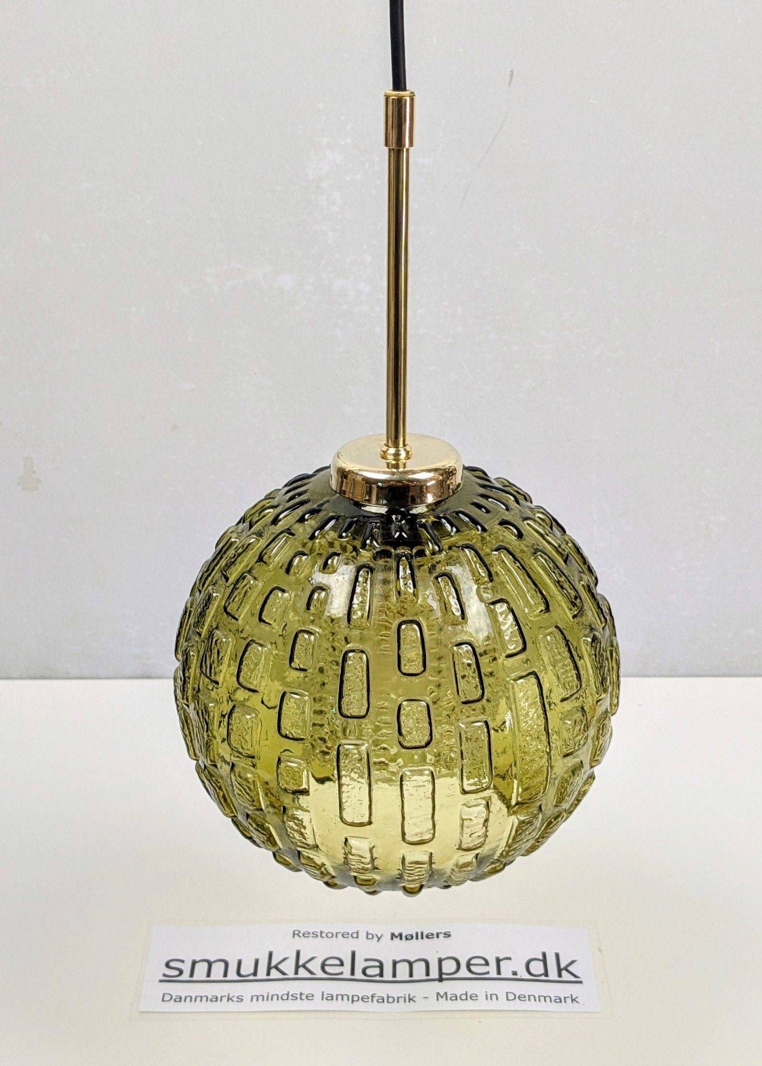 Skøn grøn Orrefors glas pendel fra 1970. Ø21. Fuld restaureret. Nyt el - nypoleret. - Billede 2