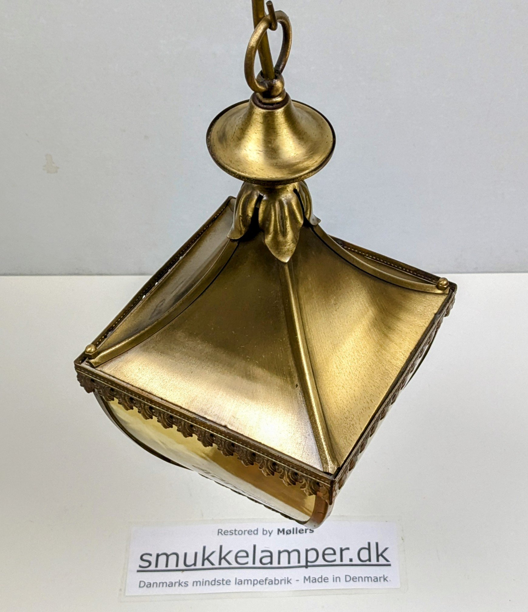 Heritage messing vestibule lampe fra 1960. Ø25. 80 cm fast nedhæng. Delvist nyt el. Pickup only - Billede 5