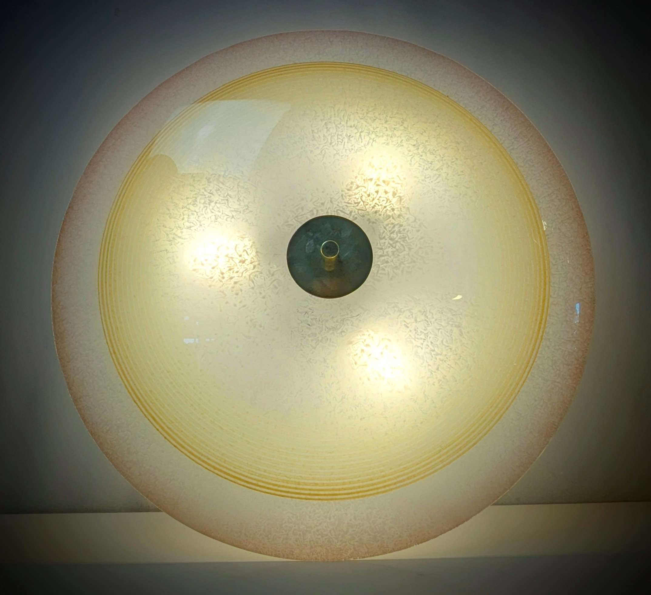 Stor glas plafond fra 1930. Fuld restaureret. Ø55. 15 cm fast nedhæng. Pickup only - Billede 4