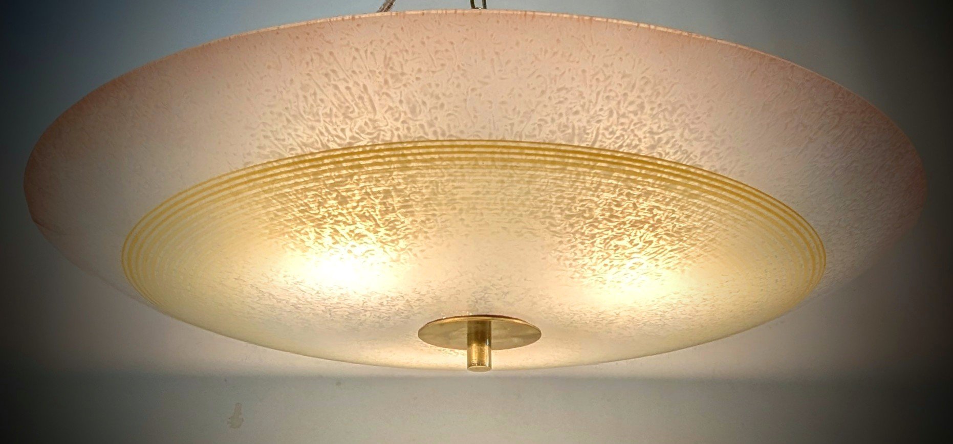 Stor glas plafond fra 1930. Fuld restaureret. Ø55. 15 cm fast nedhæng. Pickup only - Billede 2