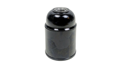 Sort bakelit fatning E27 fra 1960. Med rund elegant stil.