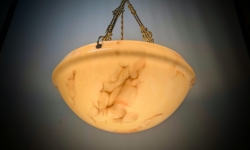 Antik marmoreret glas plafond lampe. 1920. Art deco. Ø35. Fully Restored. Pickup only.