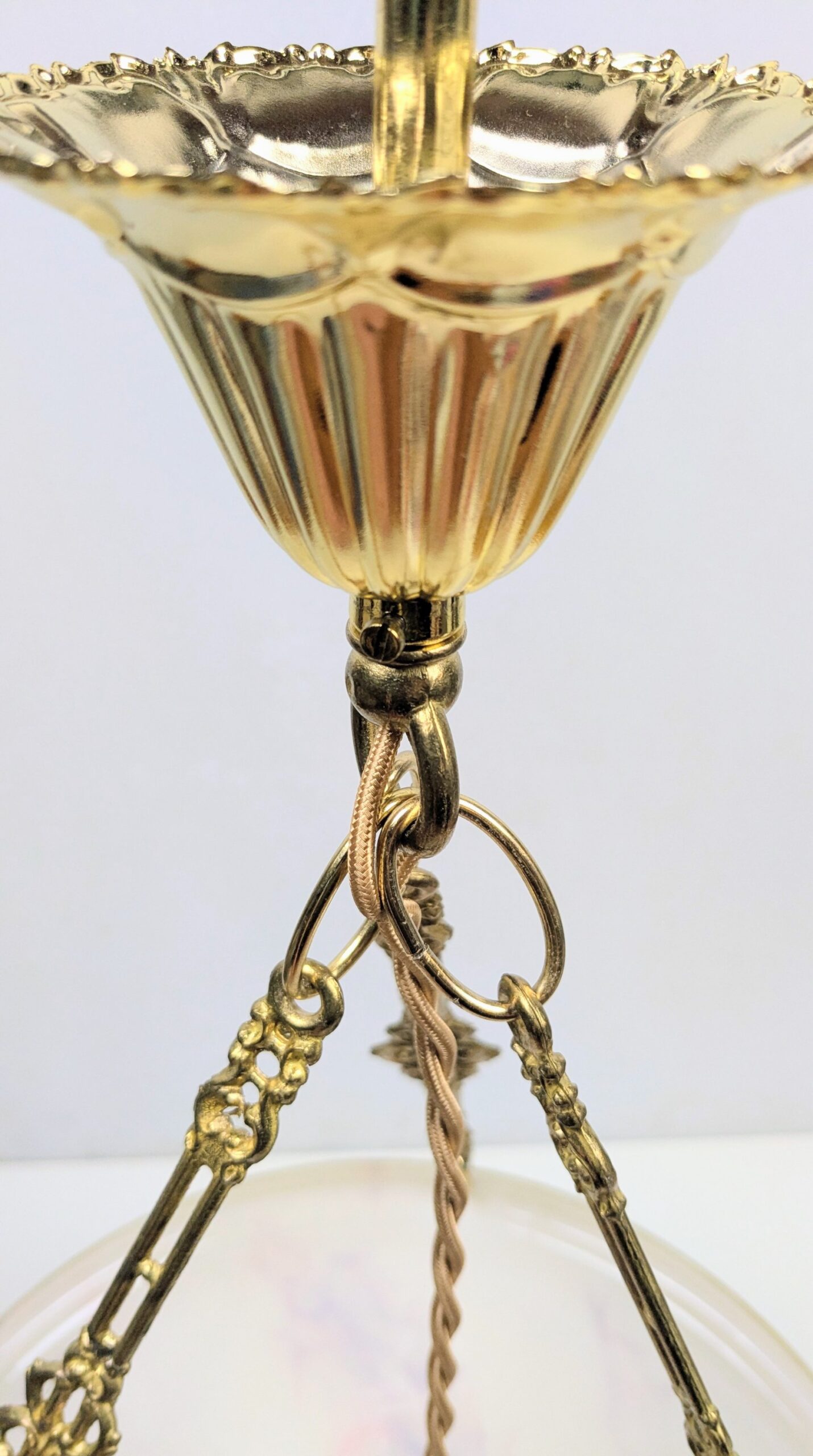 Antik marmoreret glas plafond lampe. 1920. Art deco. Ø35. Fully Restored. Pickup only.