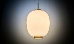 Bent Karlby Kina lampe 1950. Ø22. 40 cm lang. Nyt el. Pickup only. LYFA