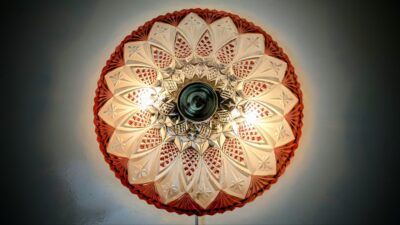 Stor custom art deco flower væglampe fra 1960. Ø33. Made in Denmark. Unika