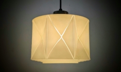 Skøn Harlekin glas stue hjørne pendel fra 1960. Ø20. Nyt el.