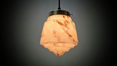 Skøn lille marmoreret kuglependel fra 1920. Fuld restaureret. Ø16,5.