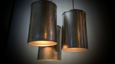 Sæt med 3 Custom raw TUBE lamps. Patineret stål. Ø16. 23cmH. Nyt el