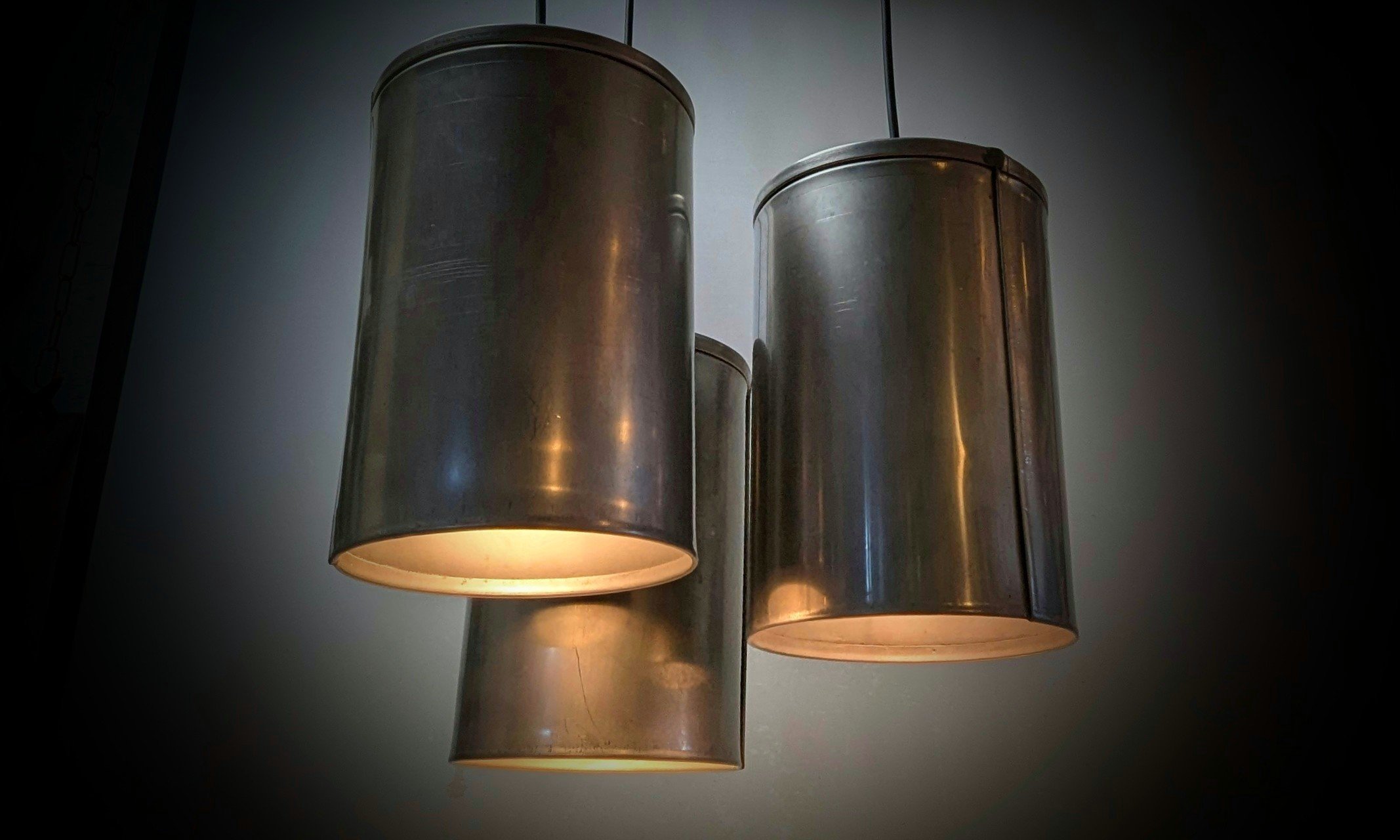 Sæt med 3 Custom raw TUBE lamps. Patineret stål. Ø16. 23cmH. Nyt el