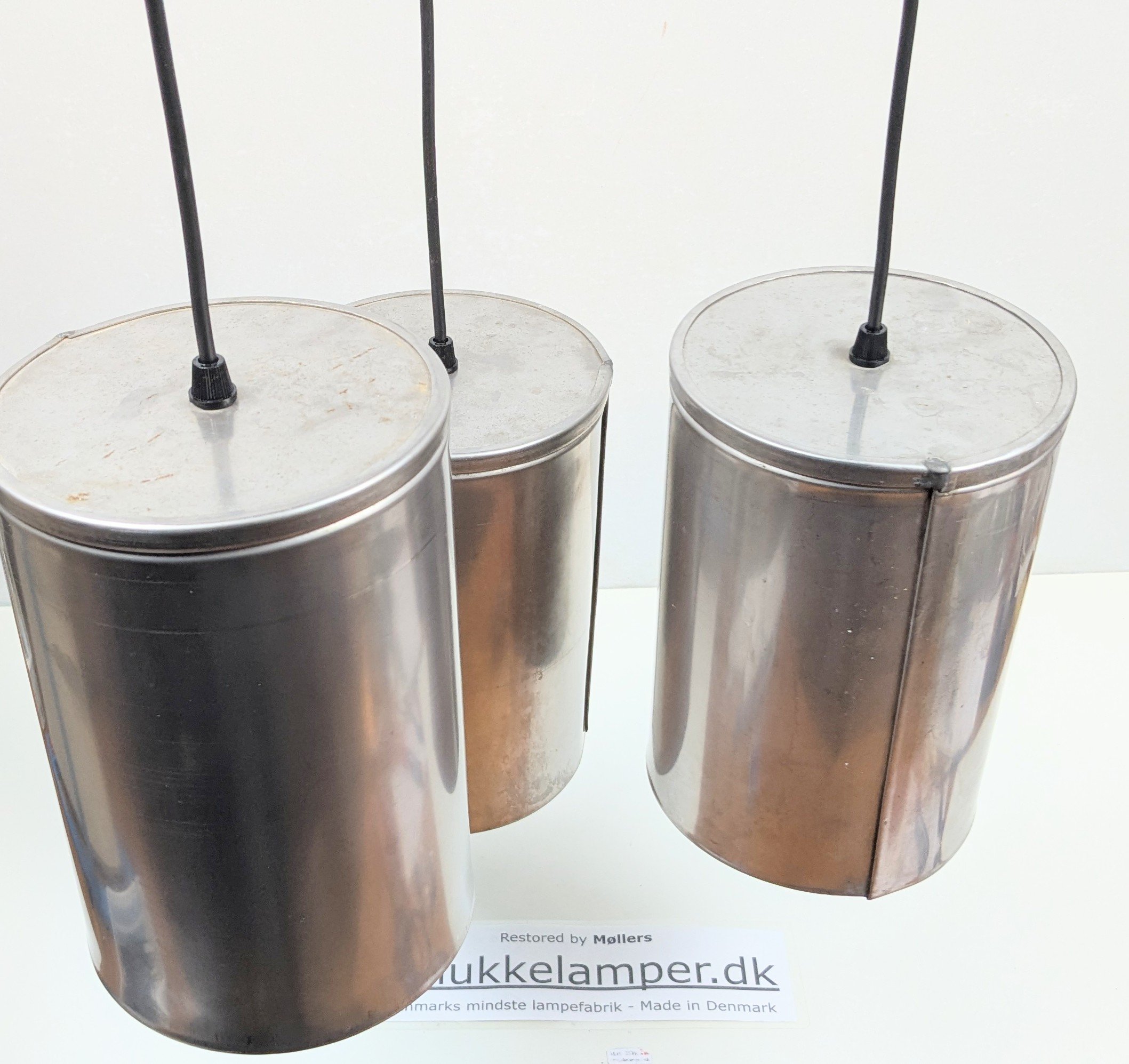 Sæt med 3 Custom raw TUBE lamps. Patineret stål. Ø16. 23cmH. Nyt el