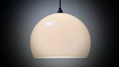 Skøn stilren glas lampe. Nyt el, ophæng fra 1950. Ø30. Unika.