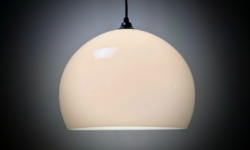 Skøn stilren glas lampe. Nyt el, ophæng fra 1950. Ø30. Unika.