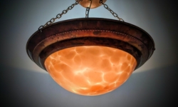 Antik kobber – biblioteks, kontor, soveværelses ampel fra 1920. Ø42. Delvist nyt el.