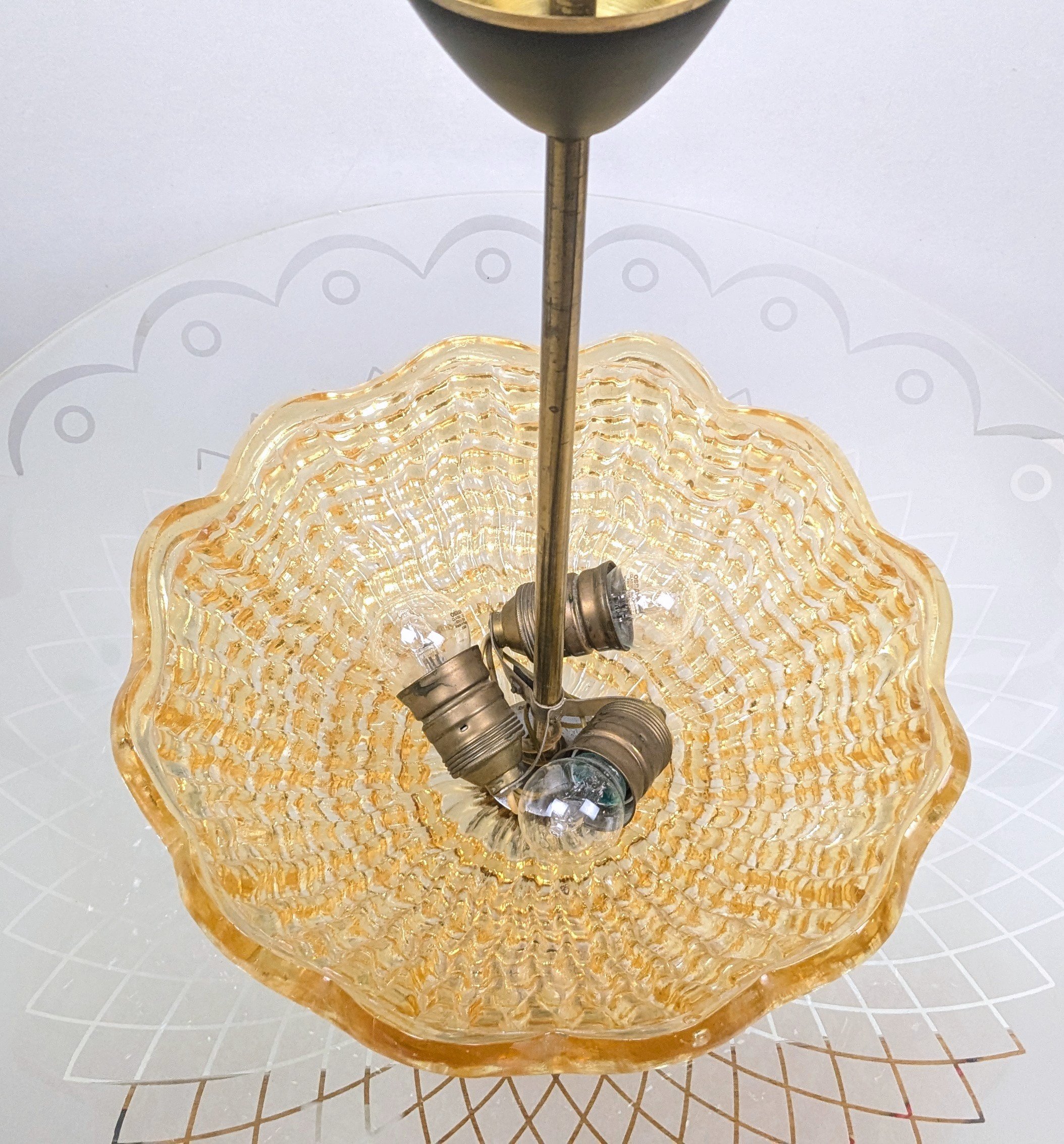 Storslået Orrefors Carl Fagerlund loftplafond 1950. Ø67. 10 kilo glas. Palæ plafond. Pickup only