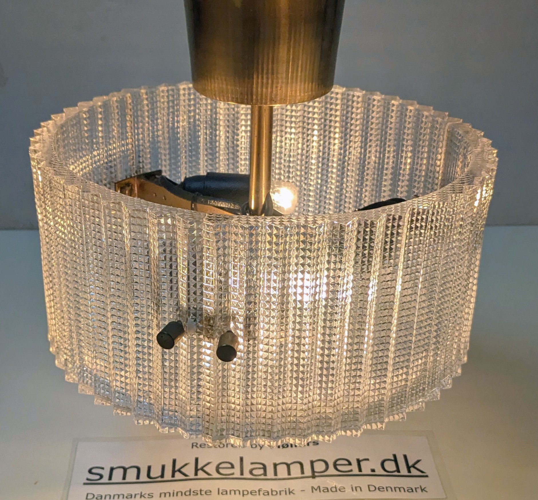 Eksklusiv Carl Fagerlund krystal krone til entre eller stuk. Ø28. Orrefors. Nyt el. 25cm nedhæng