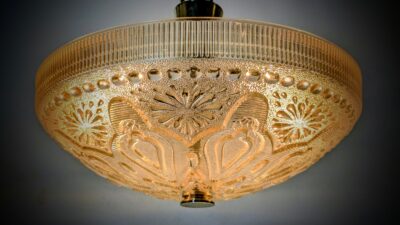 Custom håndsamlet Entre / stuk loftlampe. 1,2 kilo glas. Alt er nyt. Ø26. 20cm fast nedhæng. Møllers