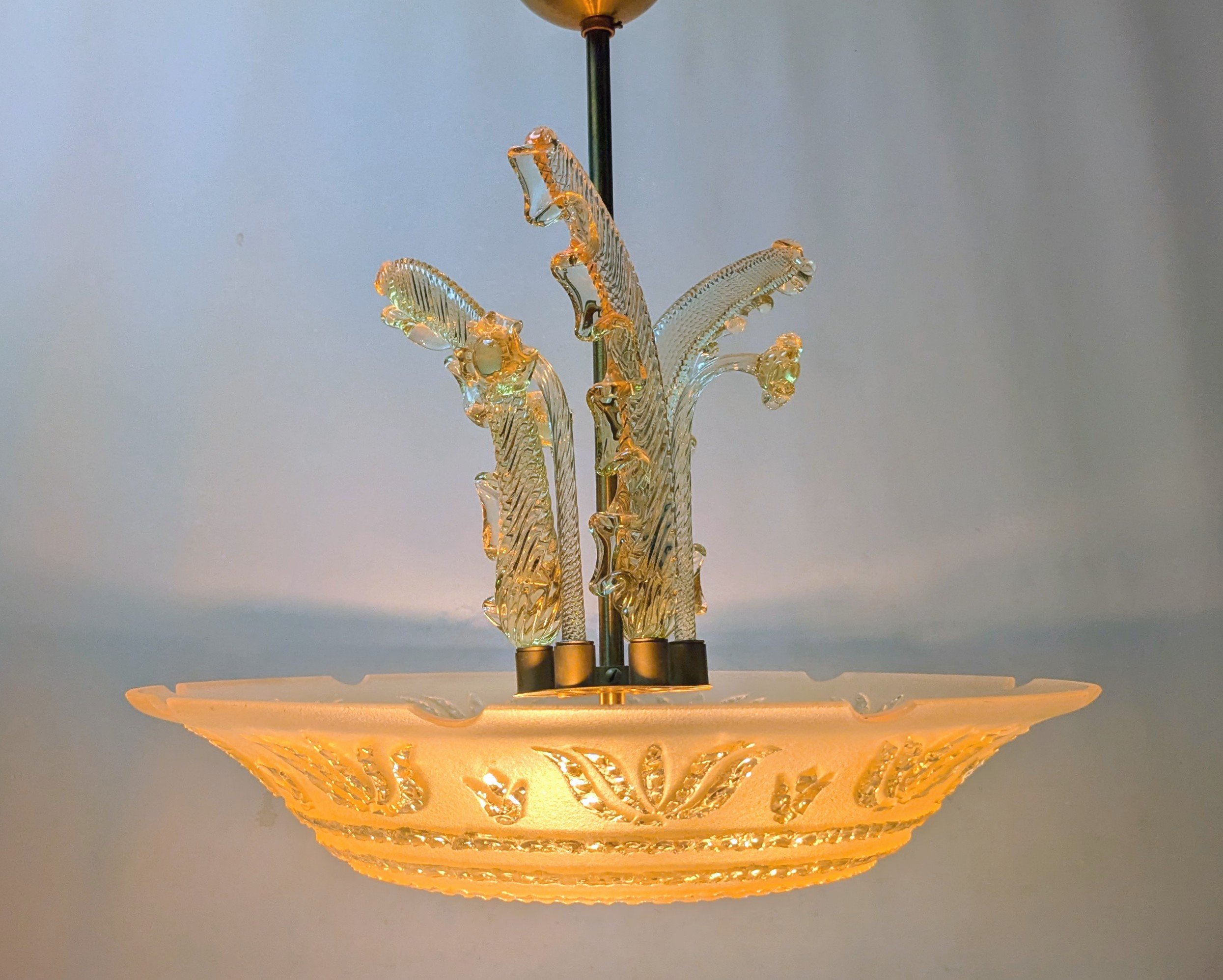 Ang. Barovier & Toso – Murano ampel plafond, ca. 1945–1955. Nyt el. Pickup only. Ø47