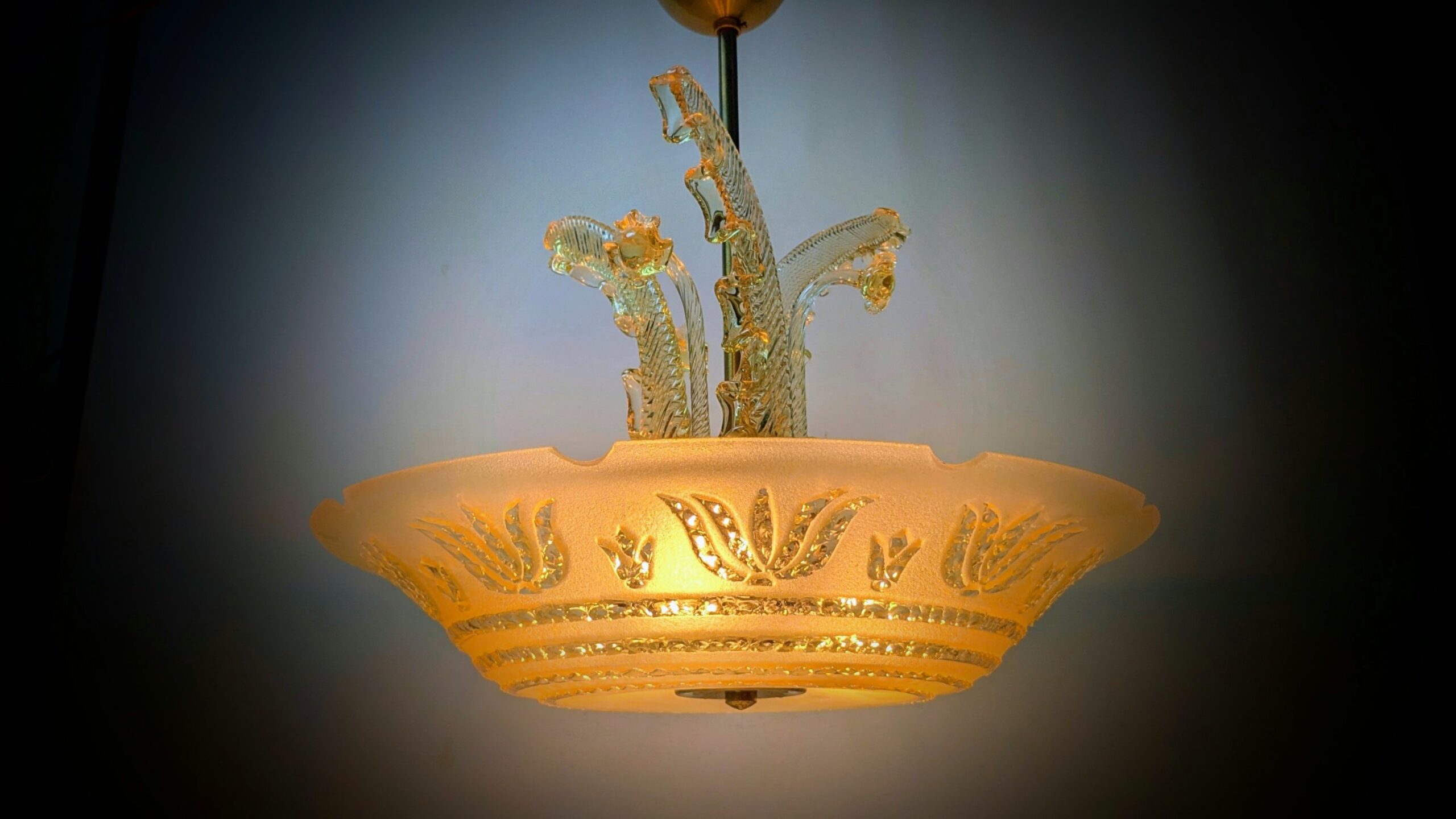 Ang. Barovier & Toso – Murano ampel plafond, ca. 1945–1955. Nyt el. Pickup only. Ø47