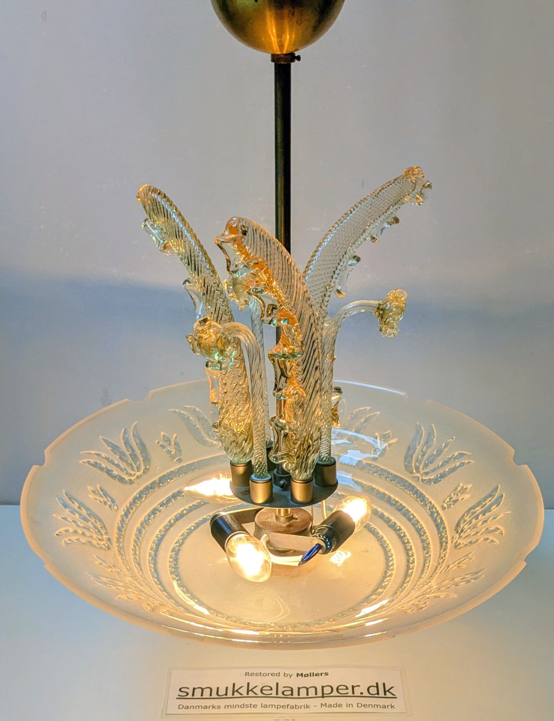 Ang. Barovier & Toso – Murano ampel plafond, ca. 1945–1955. Nyt el. Pickup only. Ø47