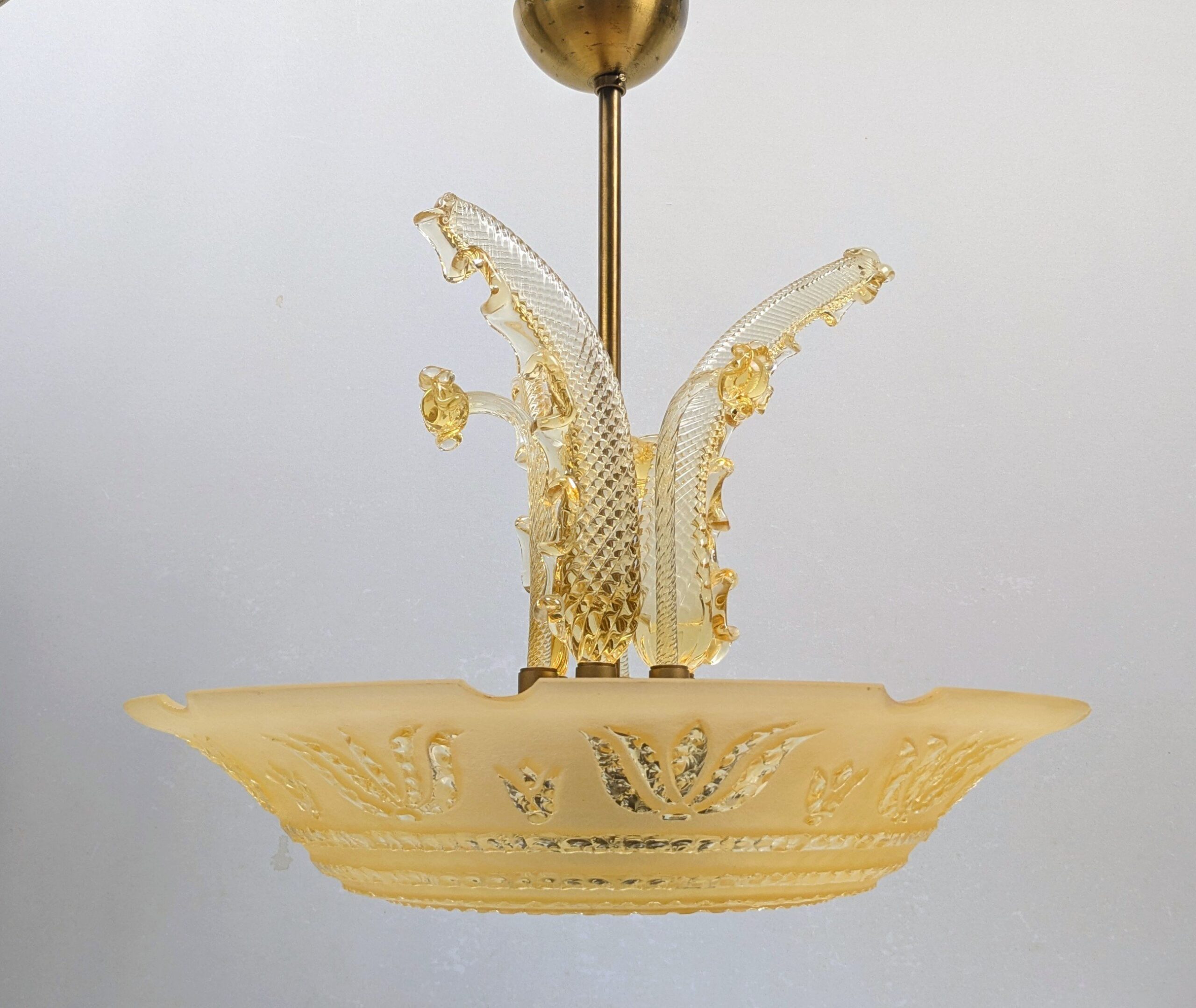 Ang. Barovier & Toso – Murano ampel plafond, ca. 1945–1955. Nyt el. Pickup only. Ø47