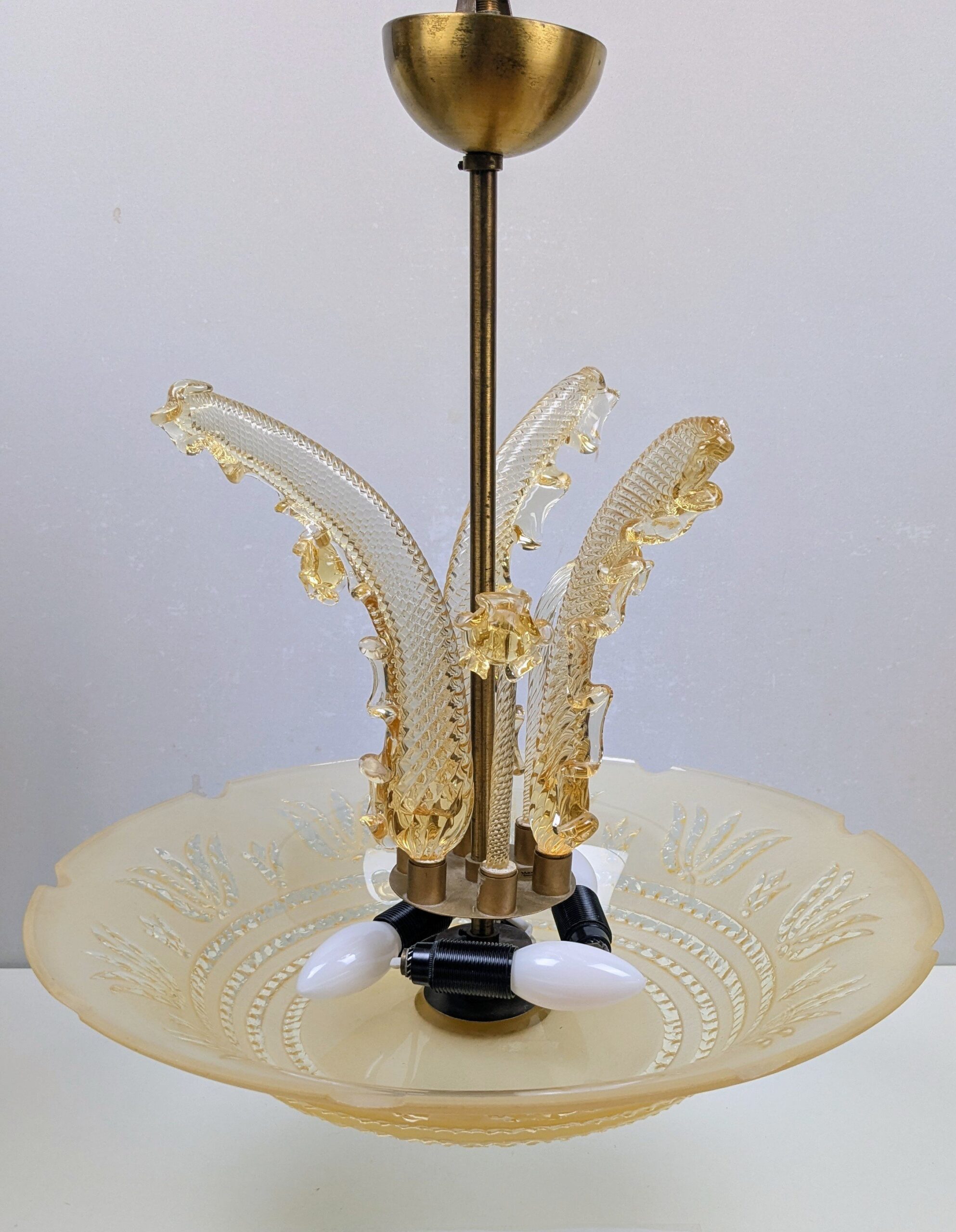 Ang. Barovier & Toso – Murano ampel plafond, ca. 1945–1955. Nyt el. Pickup only. Ø47