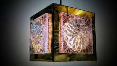 Skøn fuld restaureret kube pendel fra 1960. Purple amaze. 16x16. Nypoleret, nyt el.