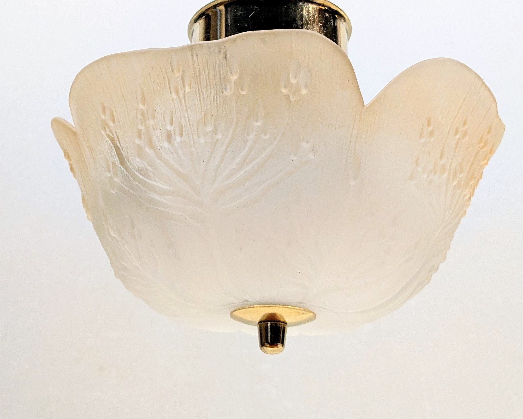 Skøn glas ampel plafond 1980. 18 cm nedhæng. Ø24. Nyt el.