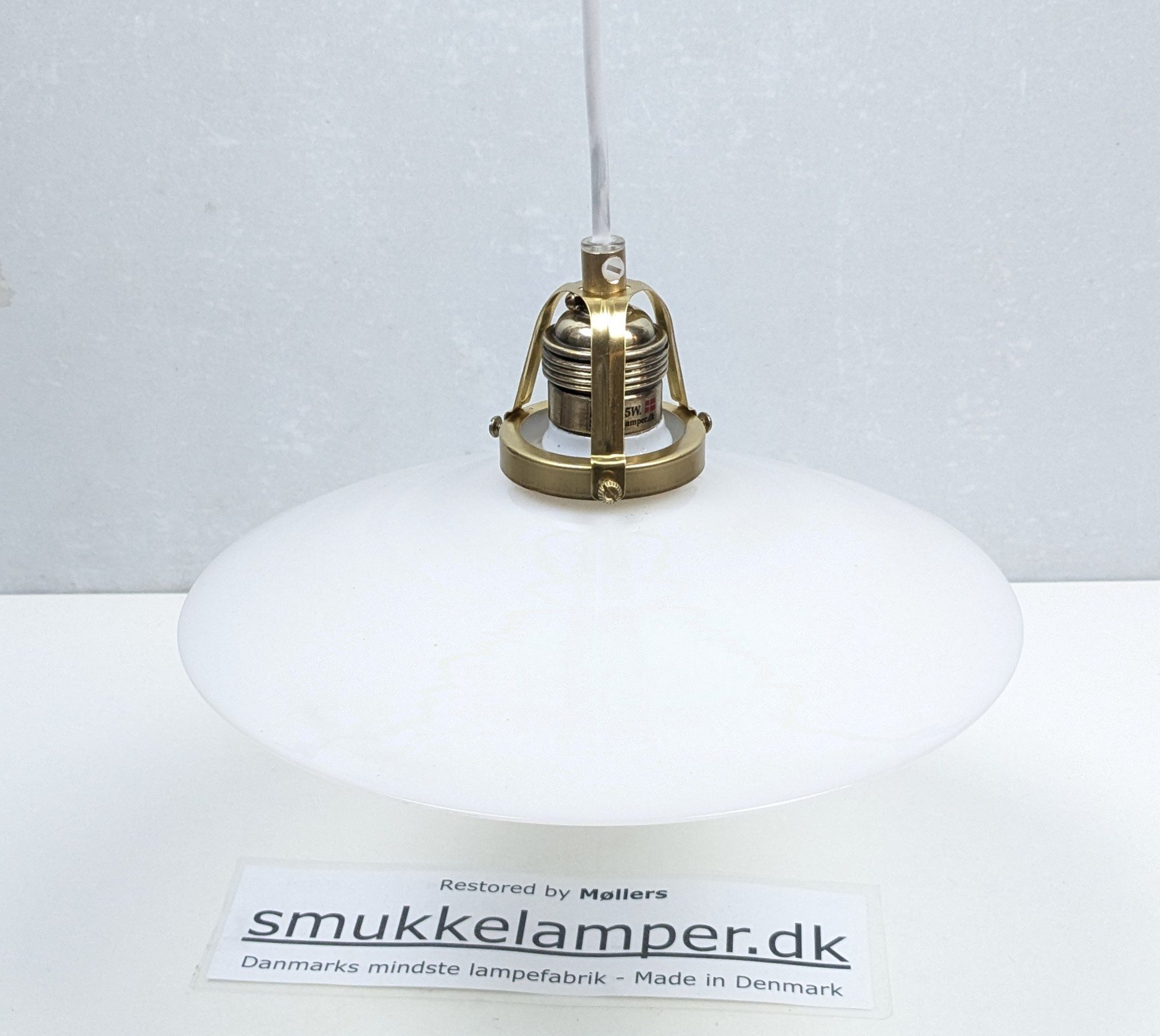 Holmegaard antik skomager pendel. Ø26, 5 – 6 cmH. Messing m.m. 1930. – produktbillede 1 – Skomagerpendler