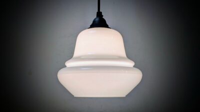 Antik opalglas pendel fra 1930. Holmegaard Type 5. Fuld restaureret. Nyt el. Ø20