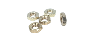 Flad Interiør Messing  M4 lampe møtrik  (Nye). Sæt med 5 stk.