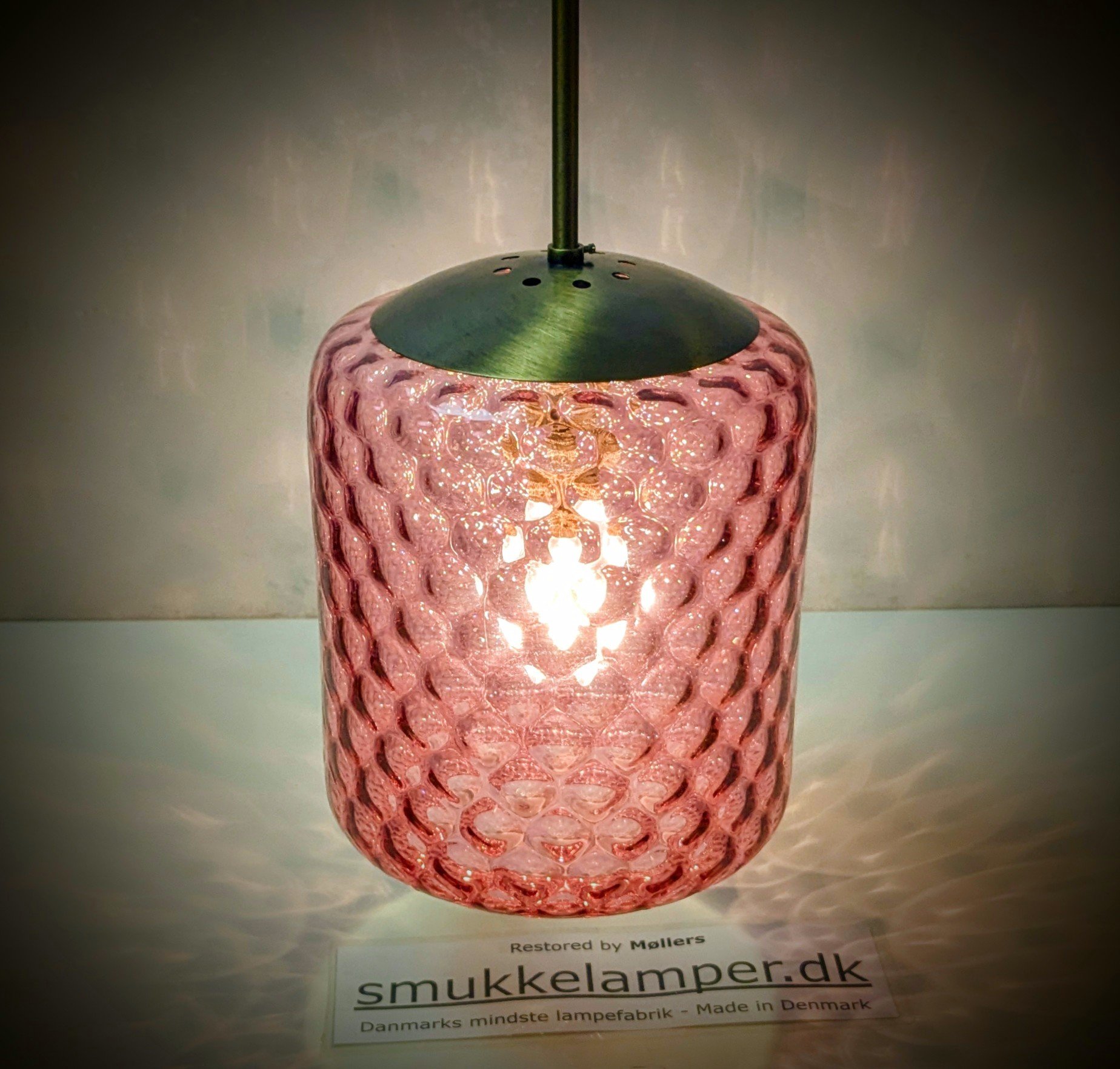 Céleste Rosé – Håndsamlet Dansk Design i Antikt Bobleglas. Ø20. Nyt el. Unika. - Billede 2