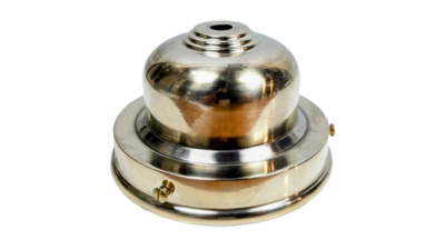 Elegant Old style blankpoleret glasholder i messing. Til lampeglas med gribekant mellem 97 - 104 mm