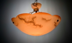 Skøn Antik ampel plafond fra 1920. Nyt el og ophæng. Ø40. 2 kilo glas. Rosa. Pickup only