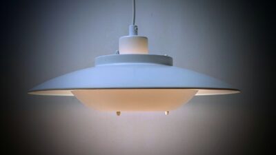 Dansk design 1970. Frimann loftlampe. Ø38. Nyt el. I flot stand. Alu tryk. Original hvid