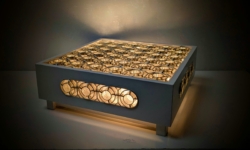 Smuk elegant vintage loft plafond i hvid malet fyrretræ 1970. 32,5 cm. Nyt el.