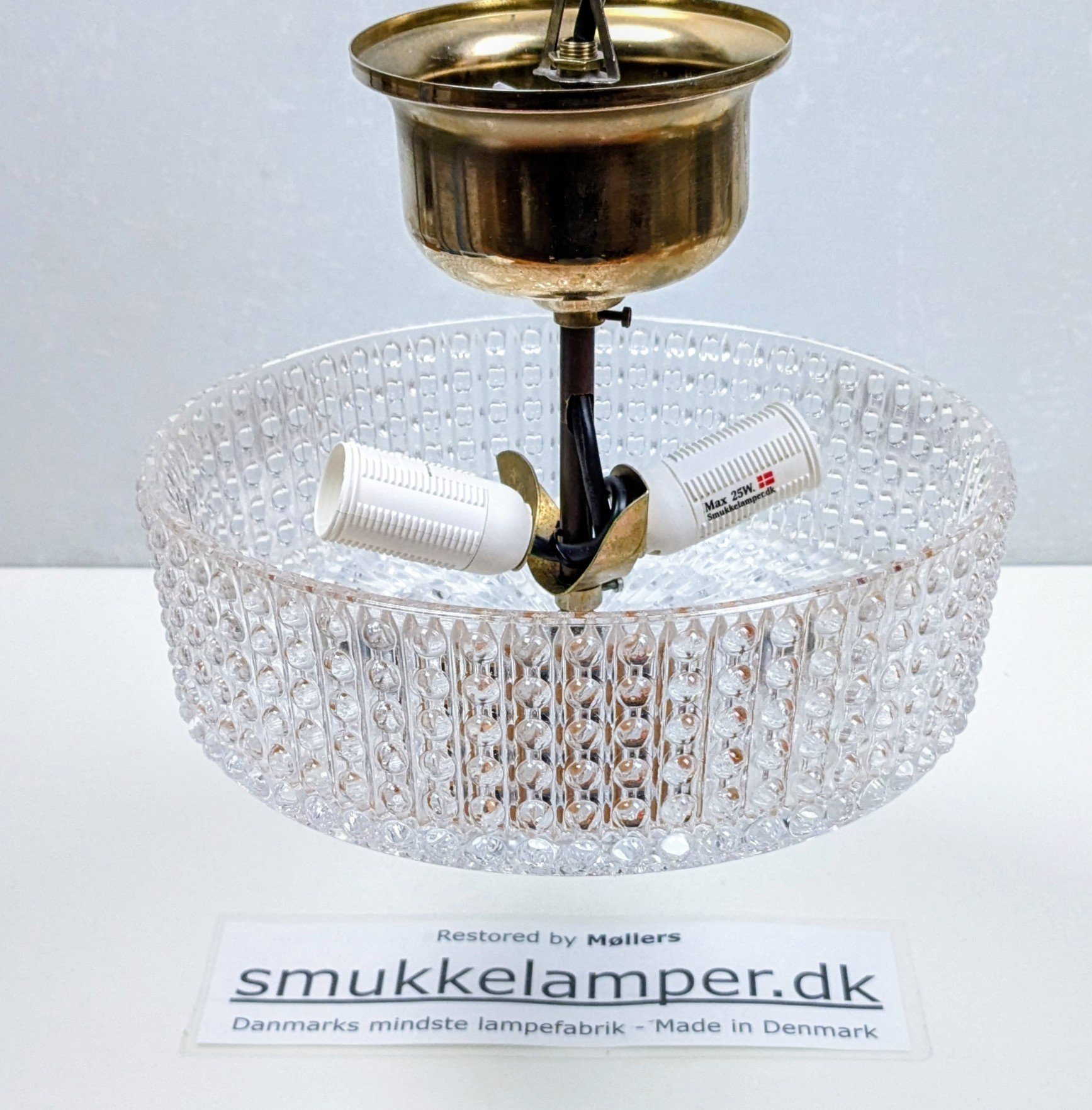 Skøn plafond 1960. Orrefors glas. Fuld restaureret. Ø24. Bla. nyt el. Ståks - Billede 2