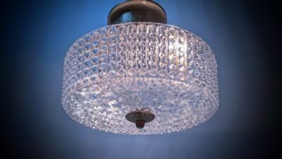 Skøn plafond 1960. Orrefors glas. Fuld restaureret. Ø24. Bla. nyt el. Ståks