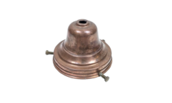 Antik patineret glasholder i kobber. Til lampeglas gribekant 70 – 82 mm.