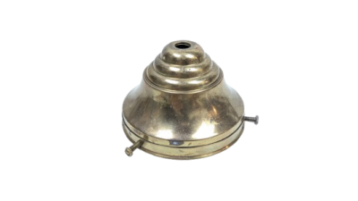 Antik patineret glasholder i messing. Til lampeglas gribekant 72- 82 mm.