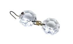 Krystal prismer type 2 m. ophæng til 1960 lysekrone. Slebet 33 flader. Reservedel.