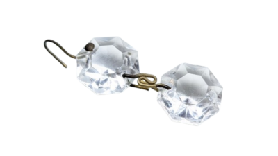 Krystal prismer type 2 m. ophæng til 1960 lysekrone. Slebet 33 flader. Reservedel.